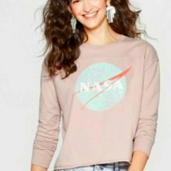 Fifth Sun Tops - 𝅺Fifth Sun Pink NASA Light Sweatshirt Large
